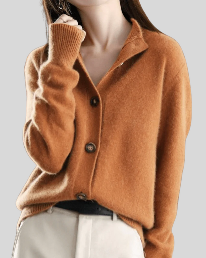 Wulfine | Damen Strickjacke mit Knopfleiste - Cream - Image 3