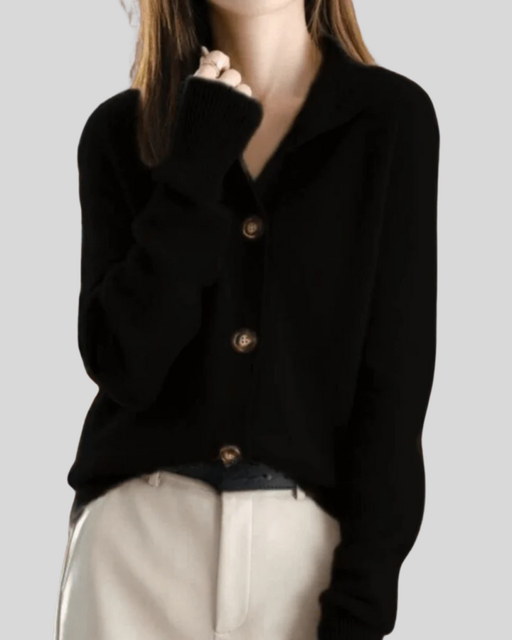 Wulfine | Damen Strickjacke mit Knopfleiste - Cream - Image 5