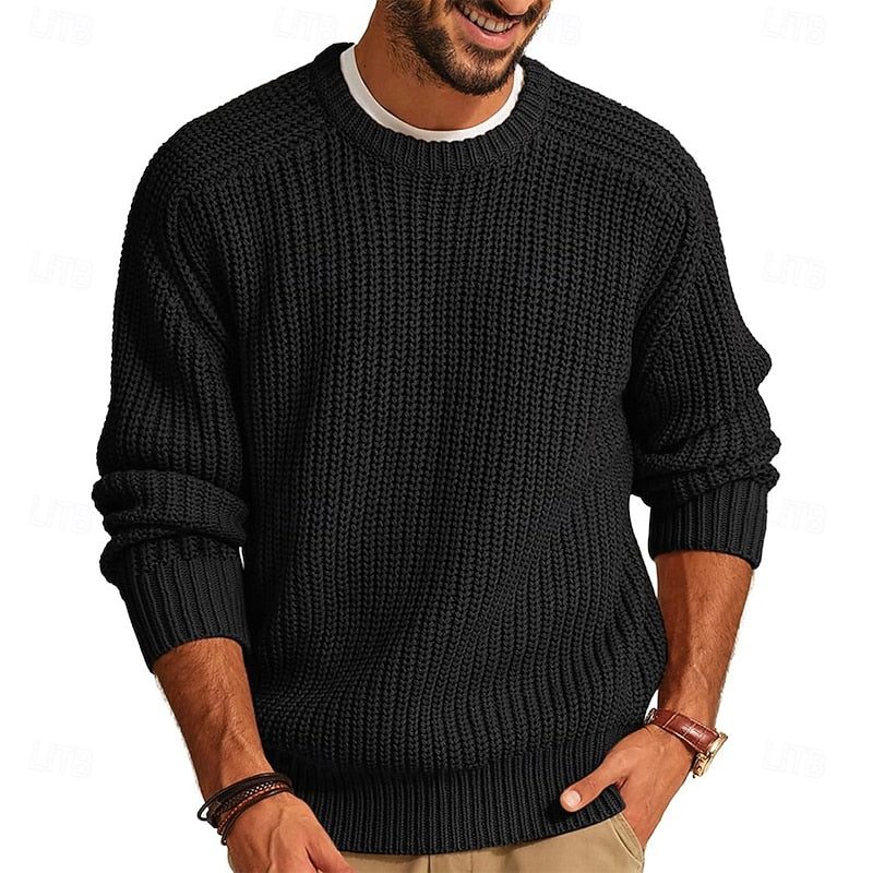 Wulfram | Herren Rundhals-Strickpullover Grobstrick - Yellow - Image 6
