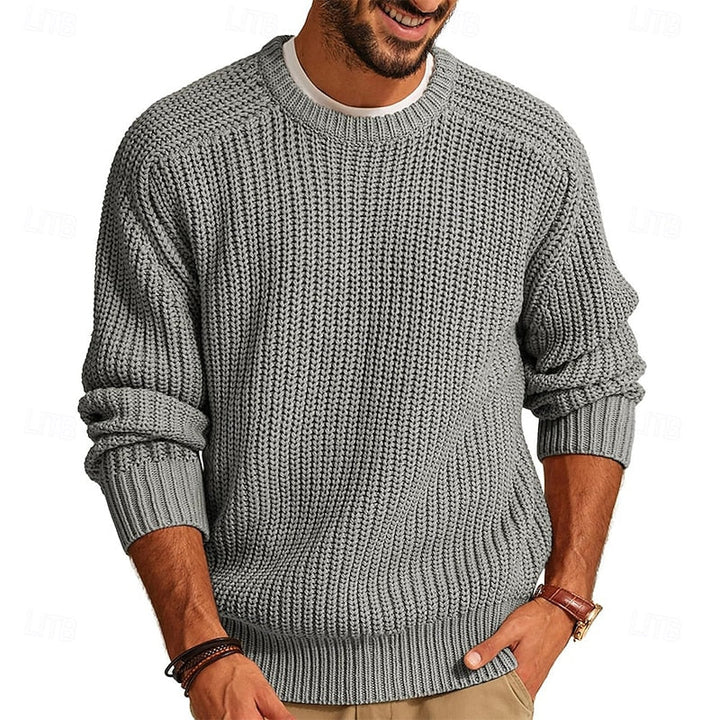 Wulfram | Herren Rundhals-Strickpullover Grobstrick - Yellow - Image 7