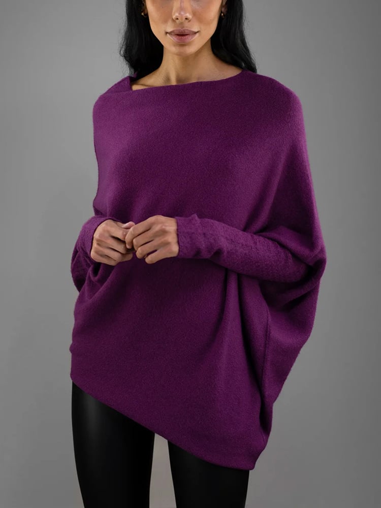 Xanthe | Damen Asymmetrischer Off-Shoulder Pullover - Grey - Image 14