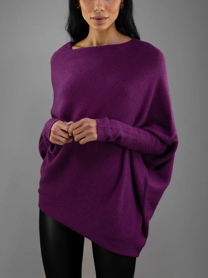 Xanthe | Damen Asymmetrischer Off-Shoulder Pullover - Grey - Image 14
