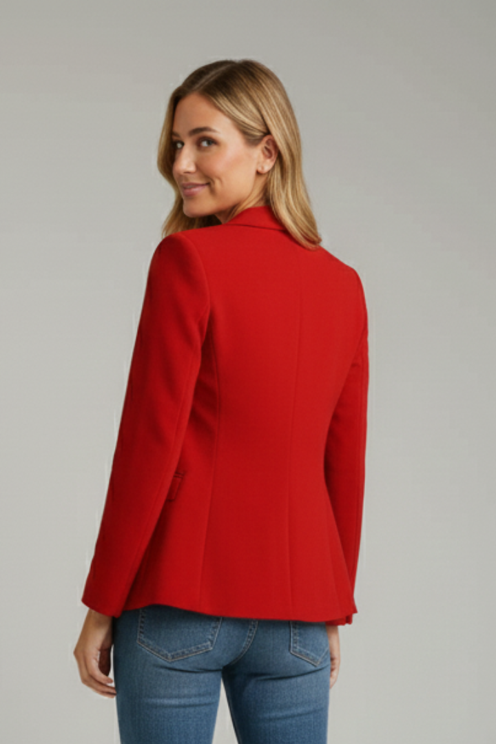 Xenia | Damen Roter Blazer mit Kerbe Revers - Red - Image 5