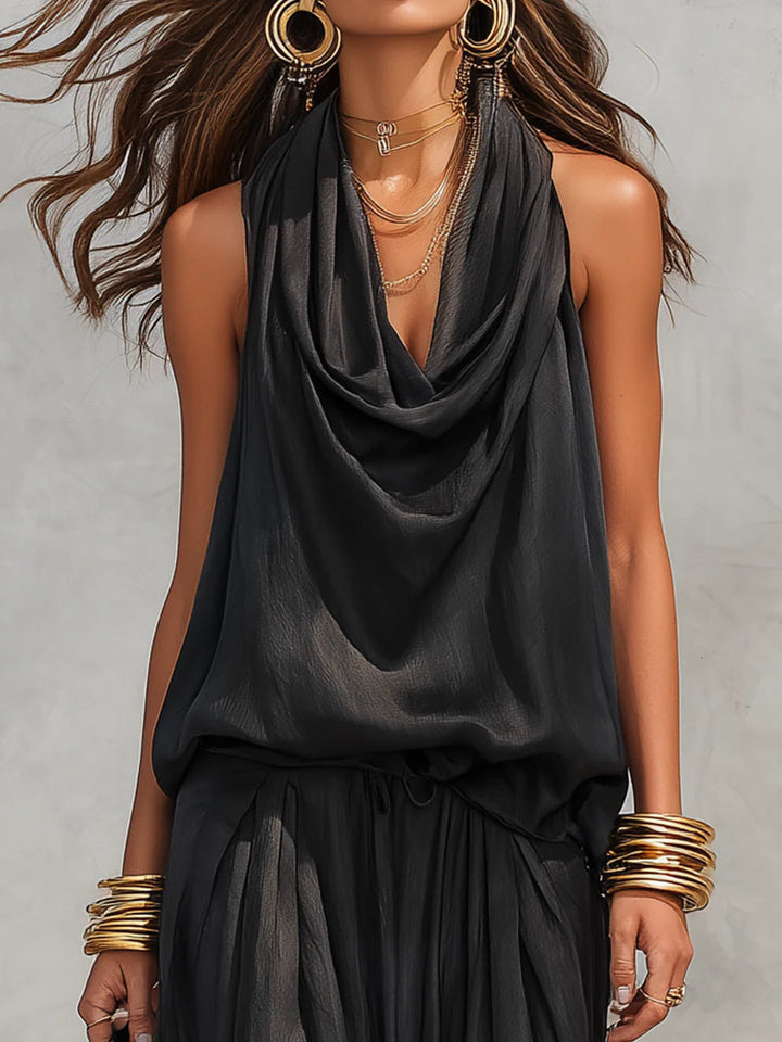 Zara | Damen Cowl Neck Set Zweiteiler - Black - Image 4