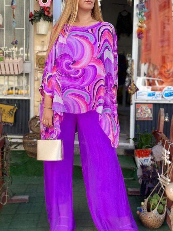 Zelinde | Damen Zweiteiler Set Oversize Bluse Palazzo-Hose - Image 8