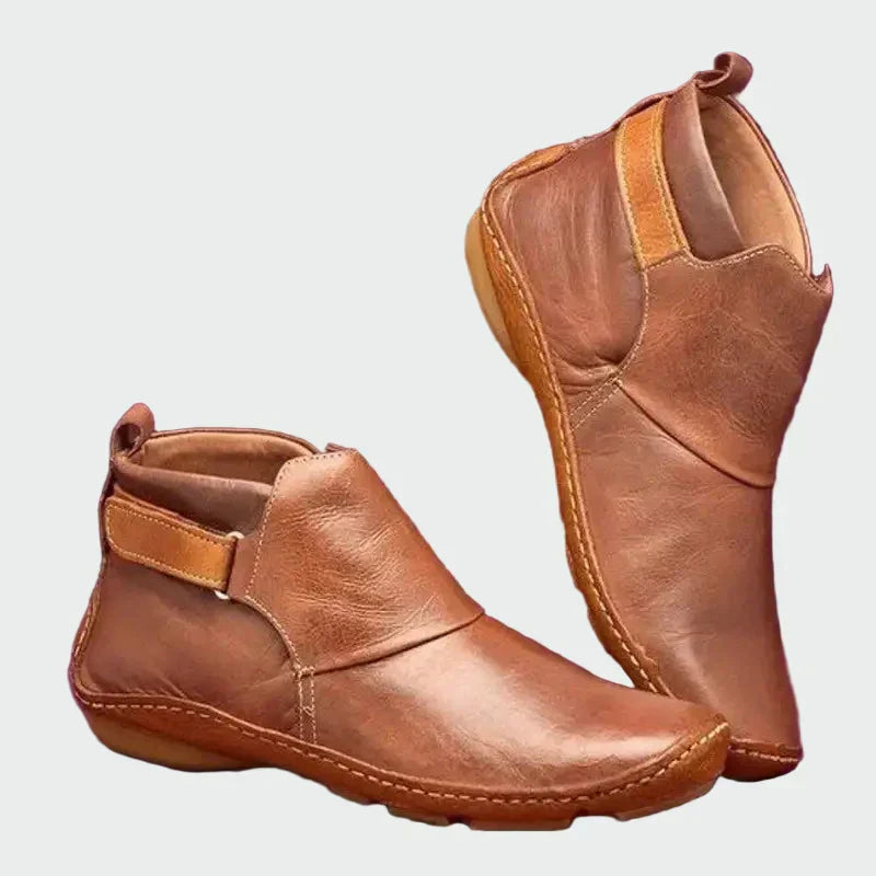 Zelvine | Damen Stiefeletten Leder Flach - Brown - Image 1