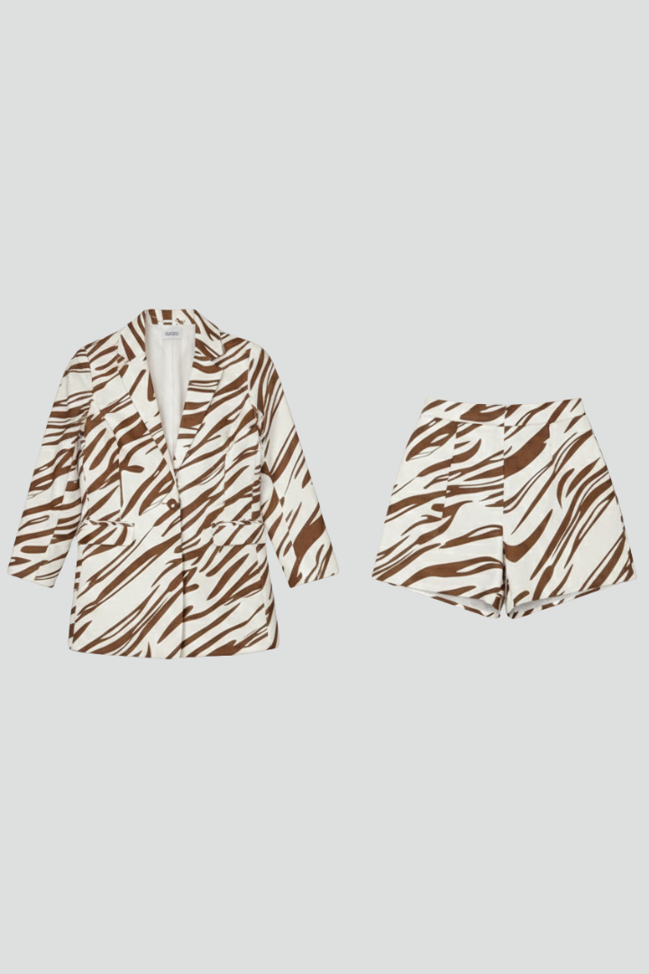 Zivana | Damen Animal Print Blazer Shorts Set - Image 5
